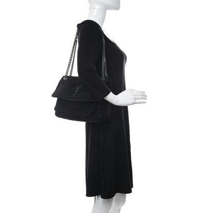 Saint Laurent Suede Monogram Medium Niki Chain Satchel Black 2 of 13