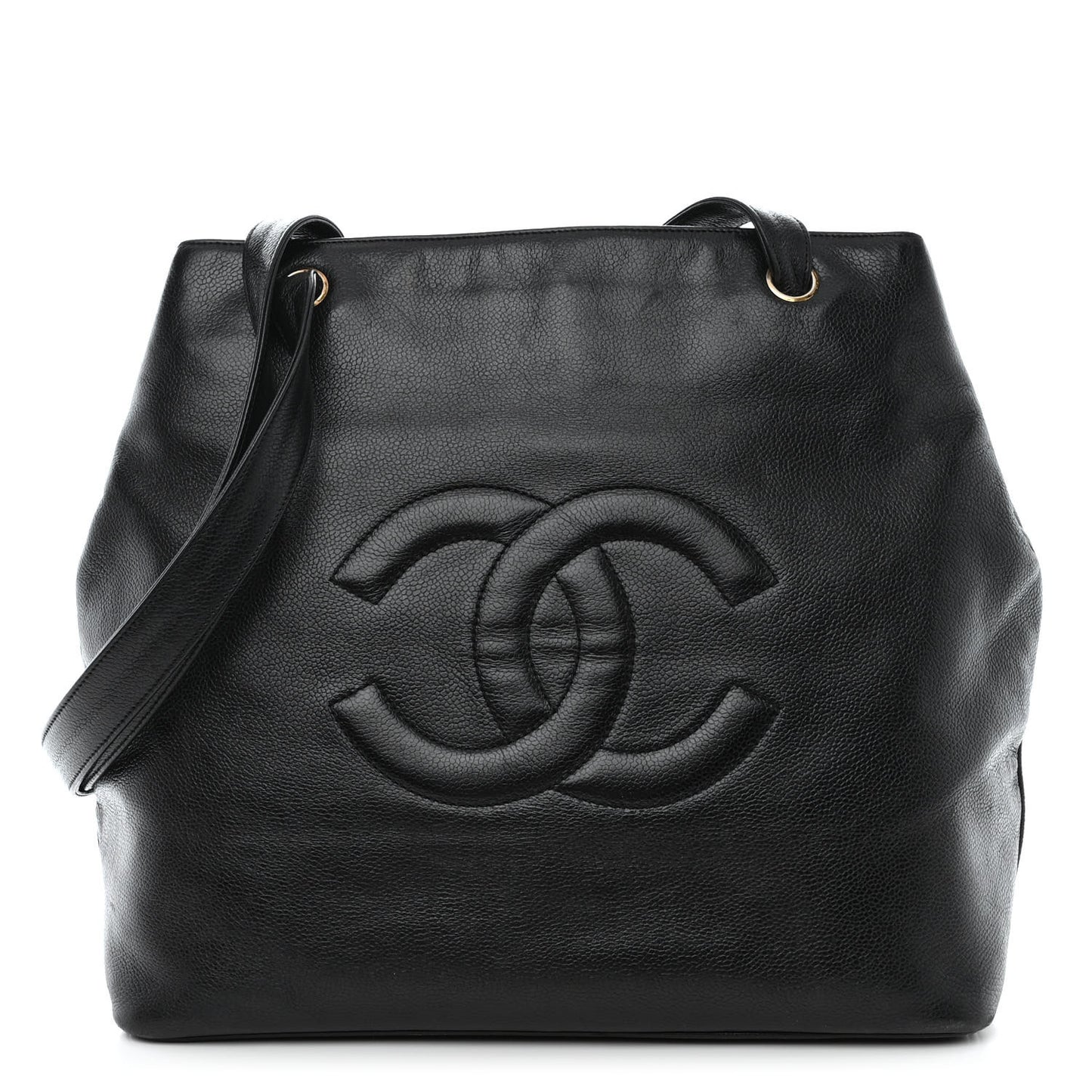Caviar Large CC Shoulder Bag Black