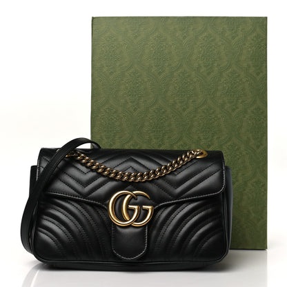 Gucci Calfskin Matelasse Small GG Marmont Shoulder Bag Black 13 of 13