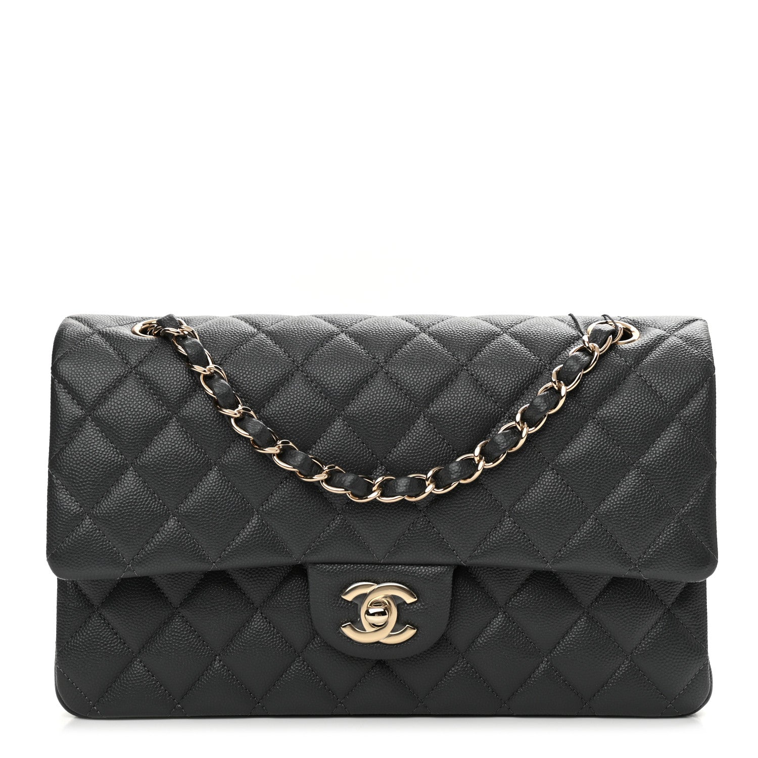 Chanel Caviar Quilted Medium Double Flap Dark Grey 1 of 12