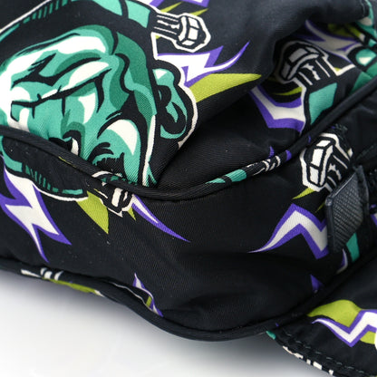 Prada X UNIVERSAL STUDIOS Tessuto Nylon Montagna Frankenstein Print Multi Zip Belt Bag Black Menta 9 of 9