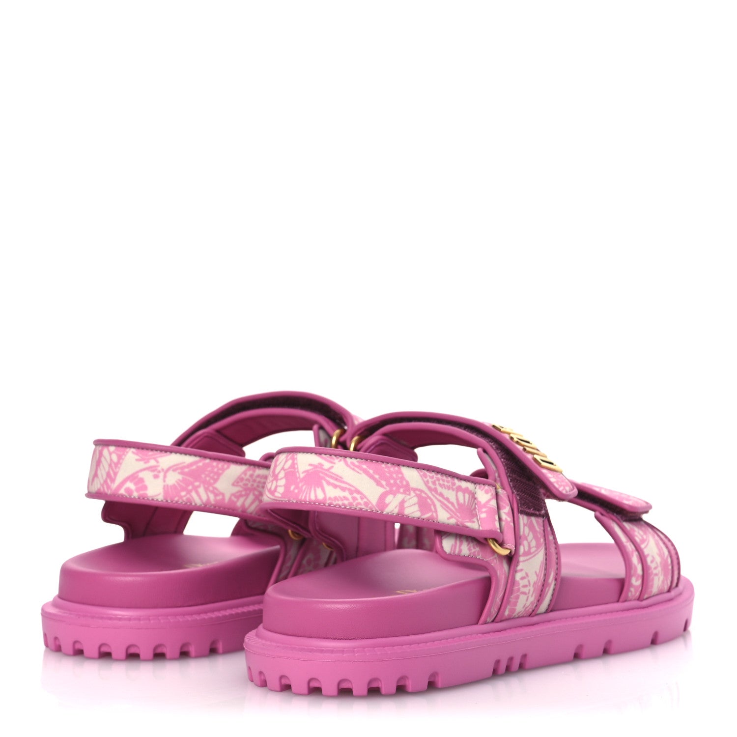 Christian Dior Technical Fabric All Over Butterflies Dioract 10mm Sandals 38 Peacock Pink 5 of 13