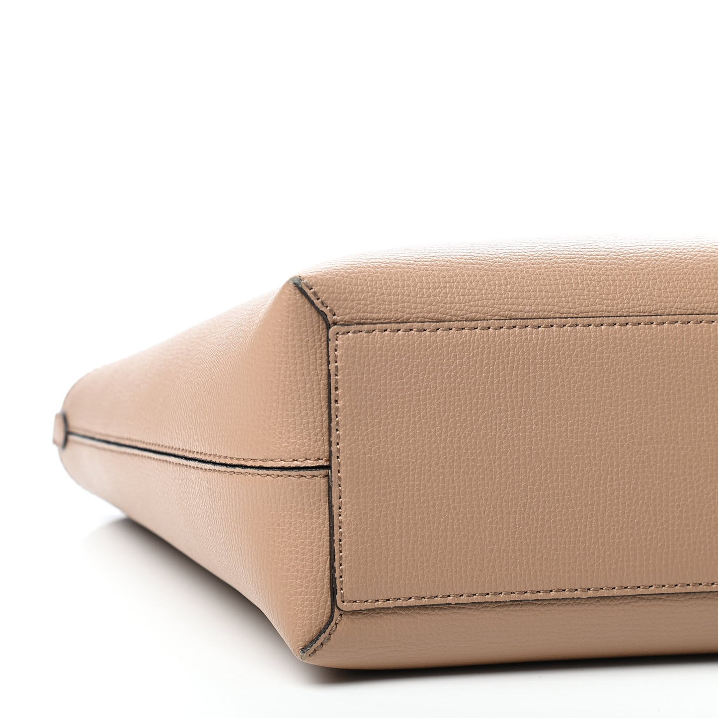 Grainy Calfskin Haymarket Check Small Reversible Tote Mid Camel