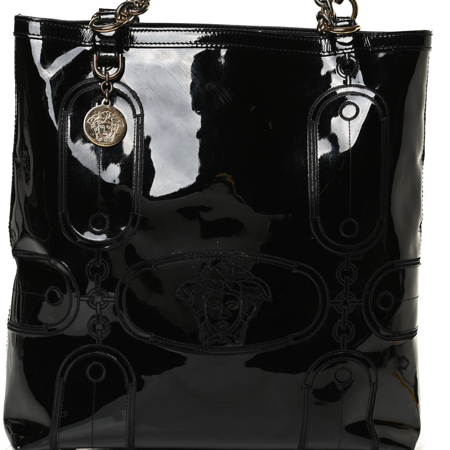 Versace Patent Medusa Tote Black 7 of 12