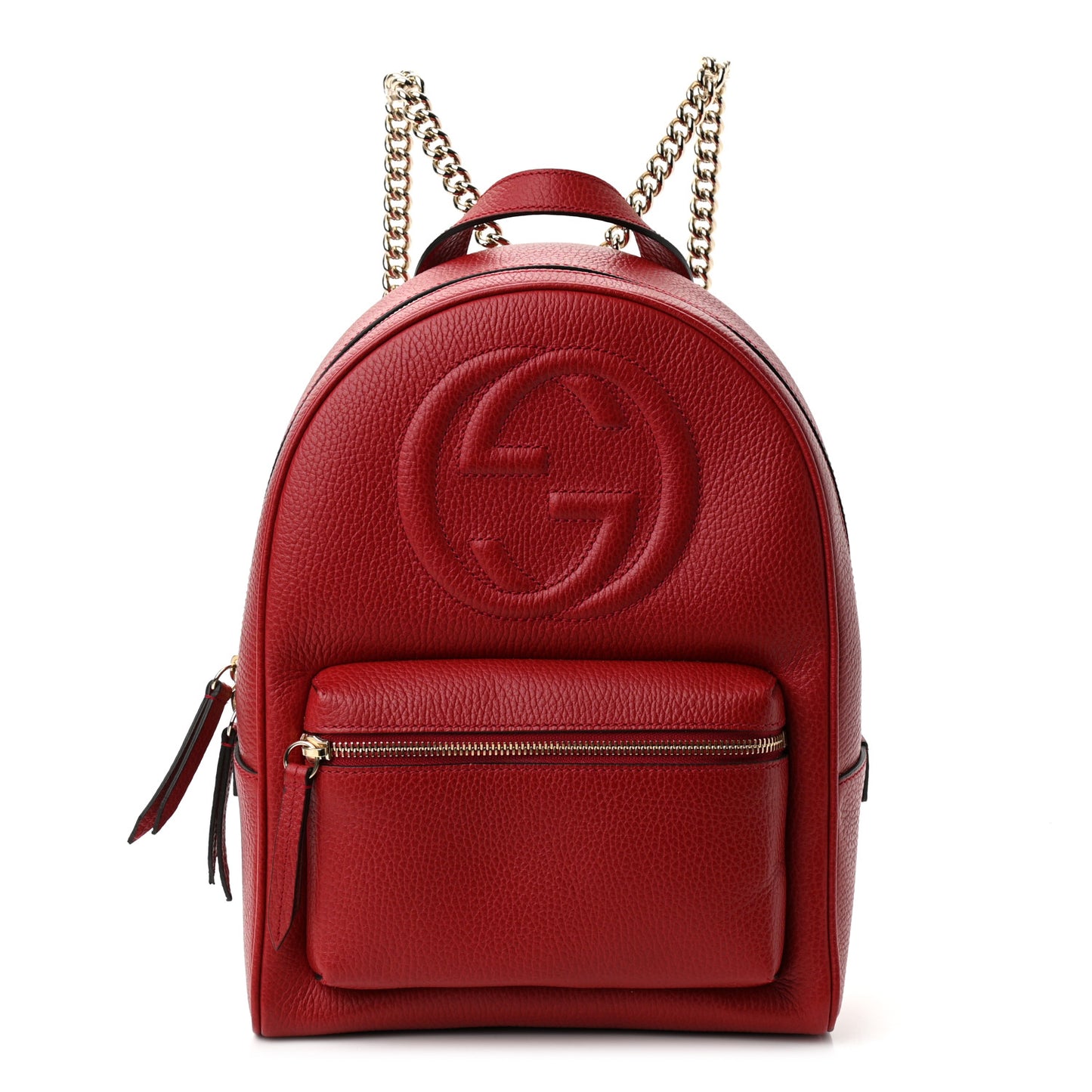 Pebbled Calfskin Soho Chain Backpack Hibiscus Red