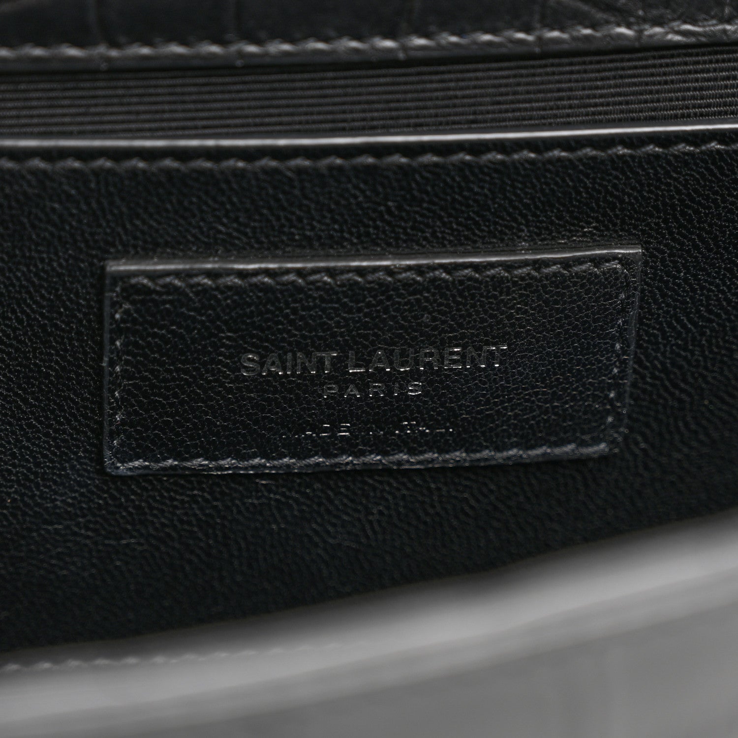 Saint Laurent Calfskin Crocodile Embossed Medium Classic Monogram Kate Satchel Black 6 of 11