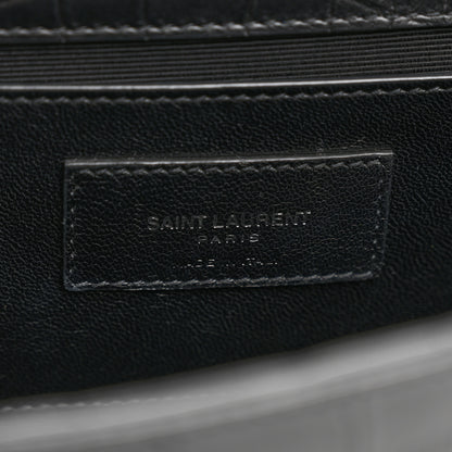 Saint Laurent Calfskin Crocodile Embossed Medium Classic Monogram Kate Satchel Black 6 of 11