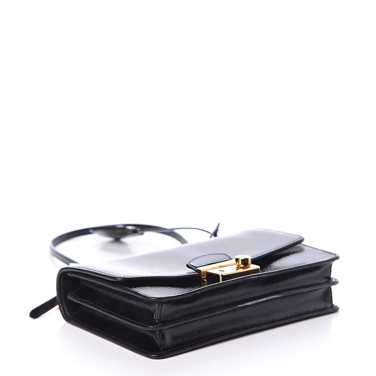 Prada Saffiano Vernice Chain Shoulder Bag Black 3 of 7