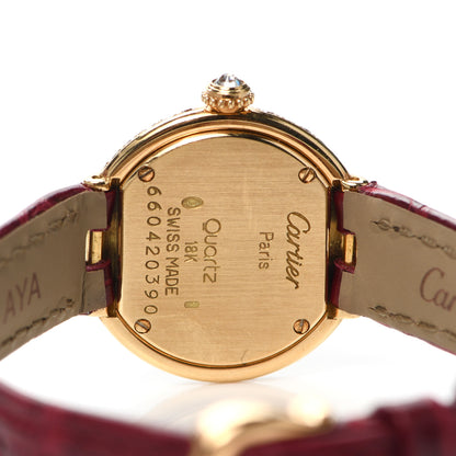 Cartier 18K Yellow Gold Alligator Diamond Pave 24mm Quartz Watch Burgundy 4 of 4