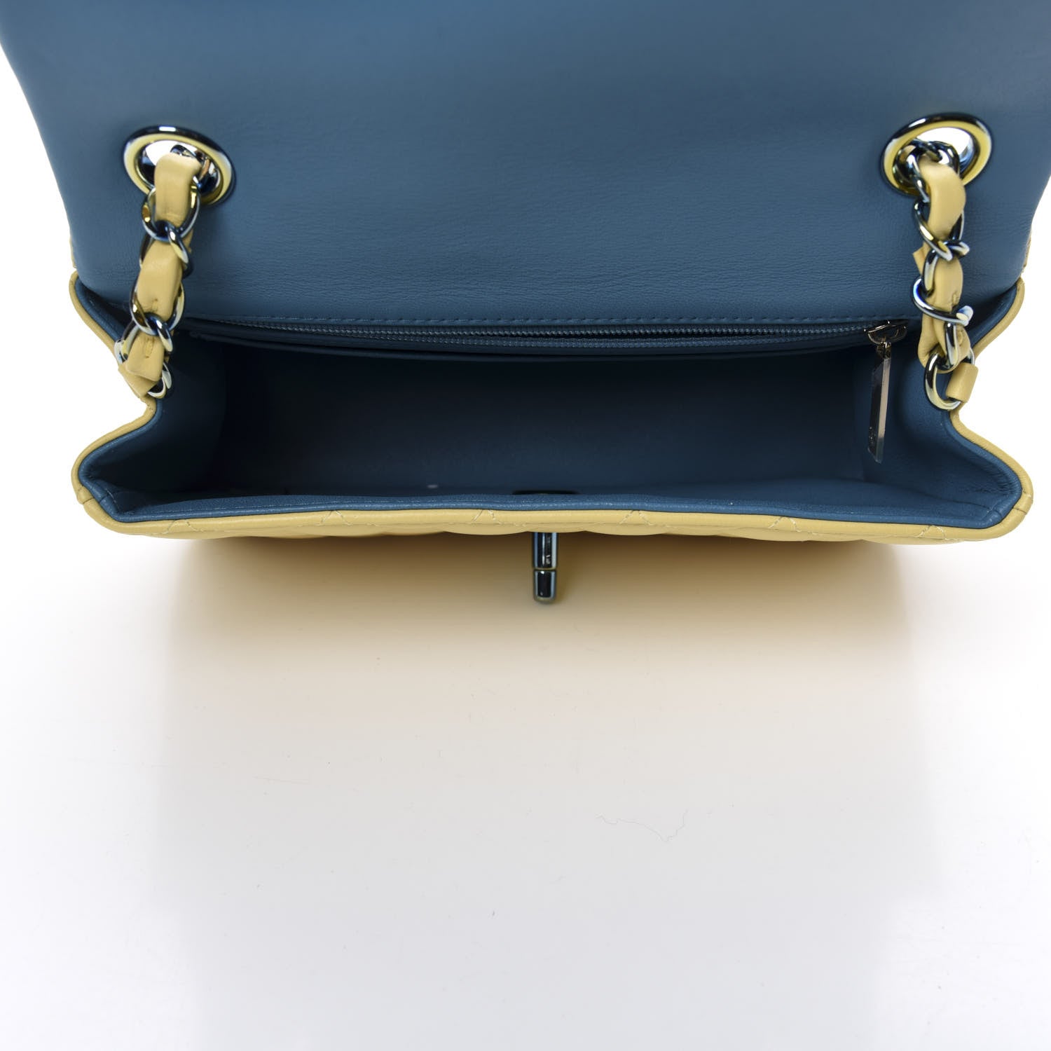 Chanel Lambskin Quilted Mini Rectangular Flap Yellow Blue 5 of 10