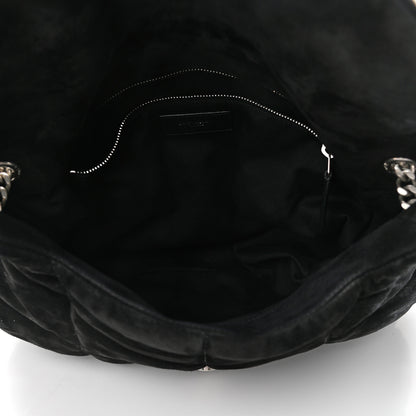 Saint Laurent Suede Quilted Medium Loulou Puffer Monogram Chain Satchel Black 5 of 12