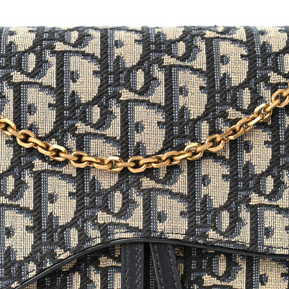 Christian Dior Oblique Saddle Chain Pouch Blue 7 of 9