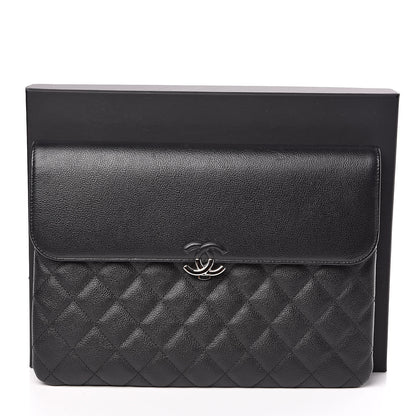 Chanel Grained Calfskin Quilted CC Box Pouch Black 8 of 8