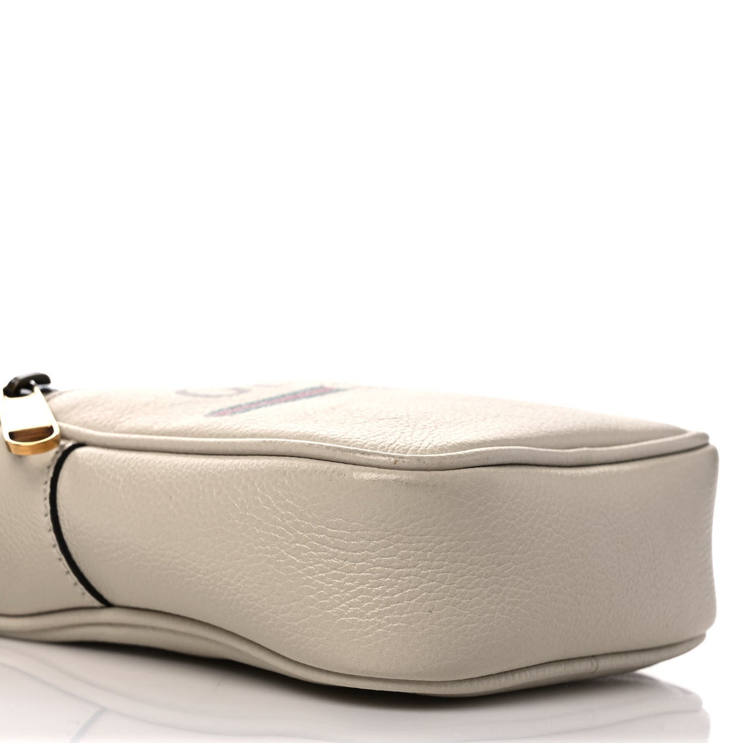 Grained Calfskin Mini Logo Messenger Bag White