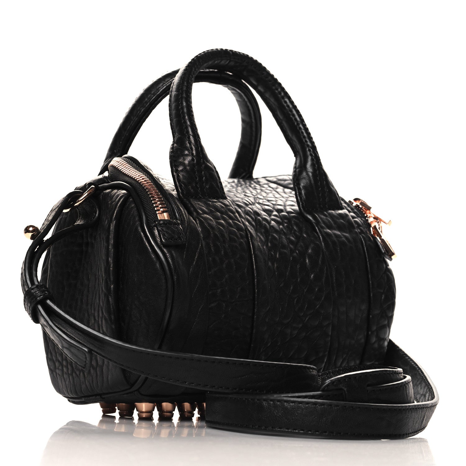 Alexander Wang Pebbled Lambskin Mini Rockie Black Rose Gold Hardware 3 of 9