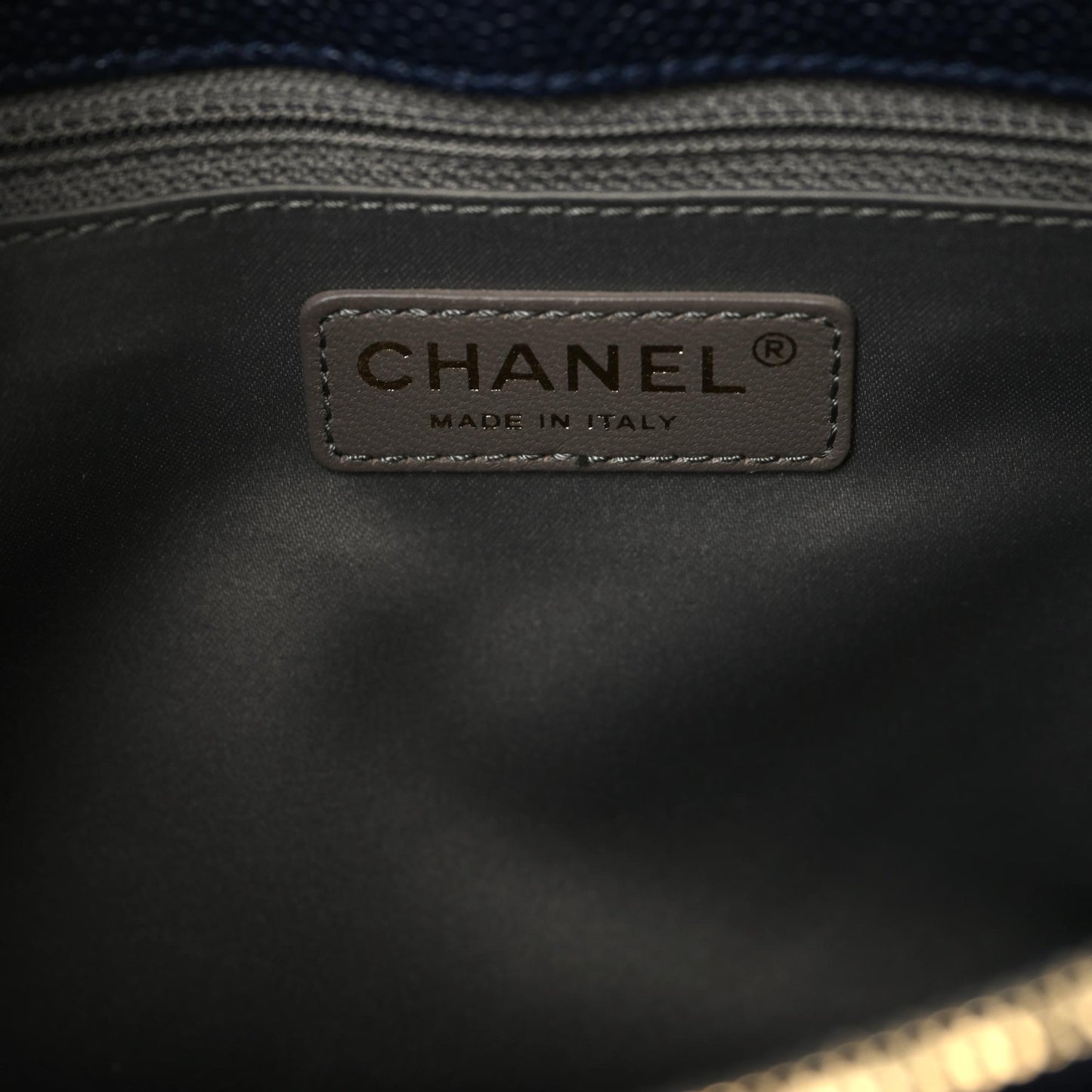 Caviar Quilted Grand Shopping Tote GST Dark Navy Blue