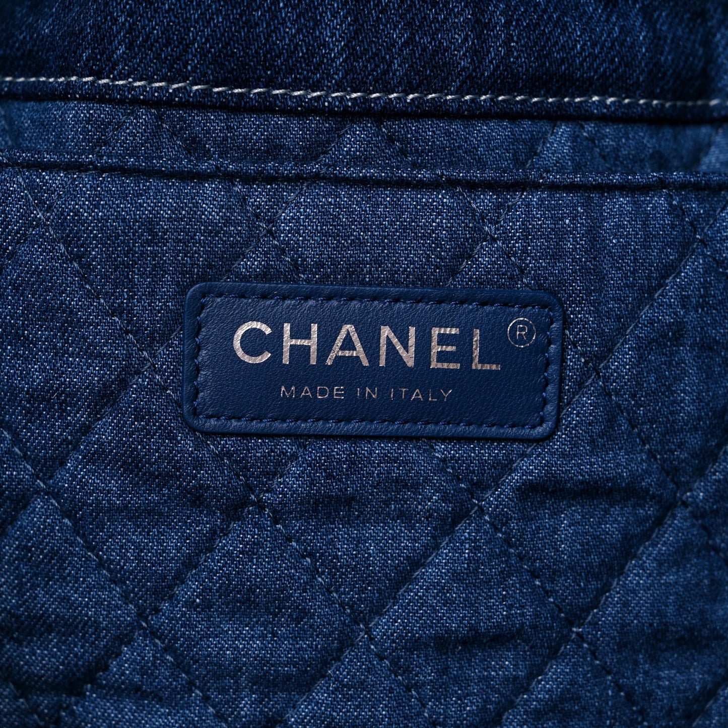 Denim Printed Shopping Bag Blue