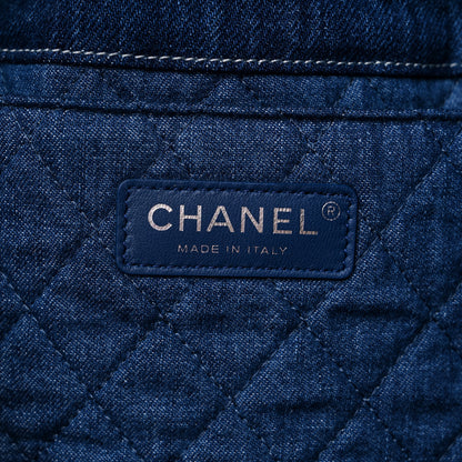Chanel Denim Printed Shopping Bag Blue 6 of 9