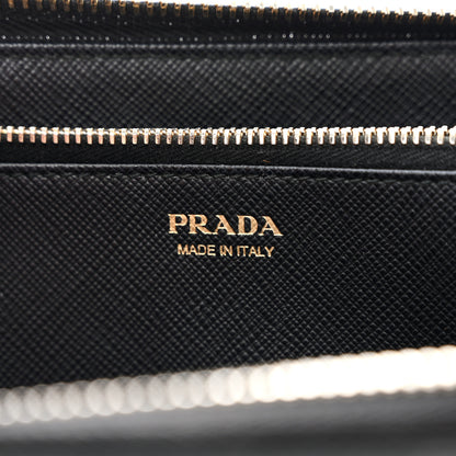 Prada Saffiano Metal Zip Around Wallet Black 6 of 16