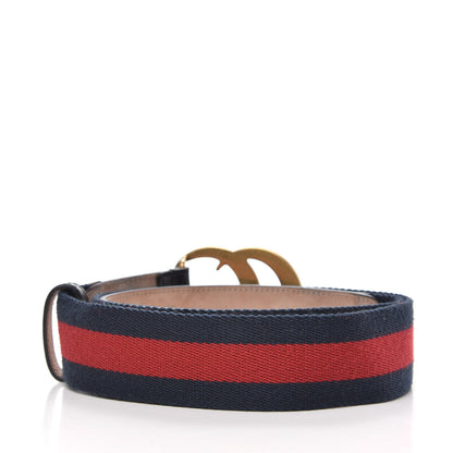 Gucci Nylon Calfskin Double G Web 40mm Belt 90 36 Blue Red Black 2 of 5
