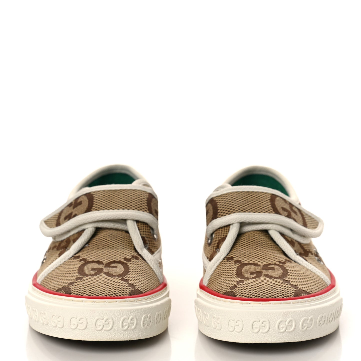 Monogram Jumbo GG Web Womens 1977 Tennis Velcro Strap Sneakers 36 Camel Ebony Mystic White