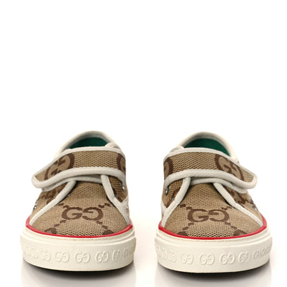 Gucci Monogram Jumbo GG Web Womens 1977 Tennis Velcro Strap Sneakers 36 Camel Ebony Mystic White 2 of 10