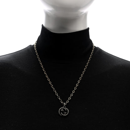 Gucci Sterling Silver Textured Interlocking G Pendant Necklace 2 of 4