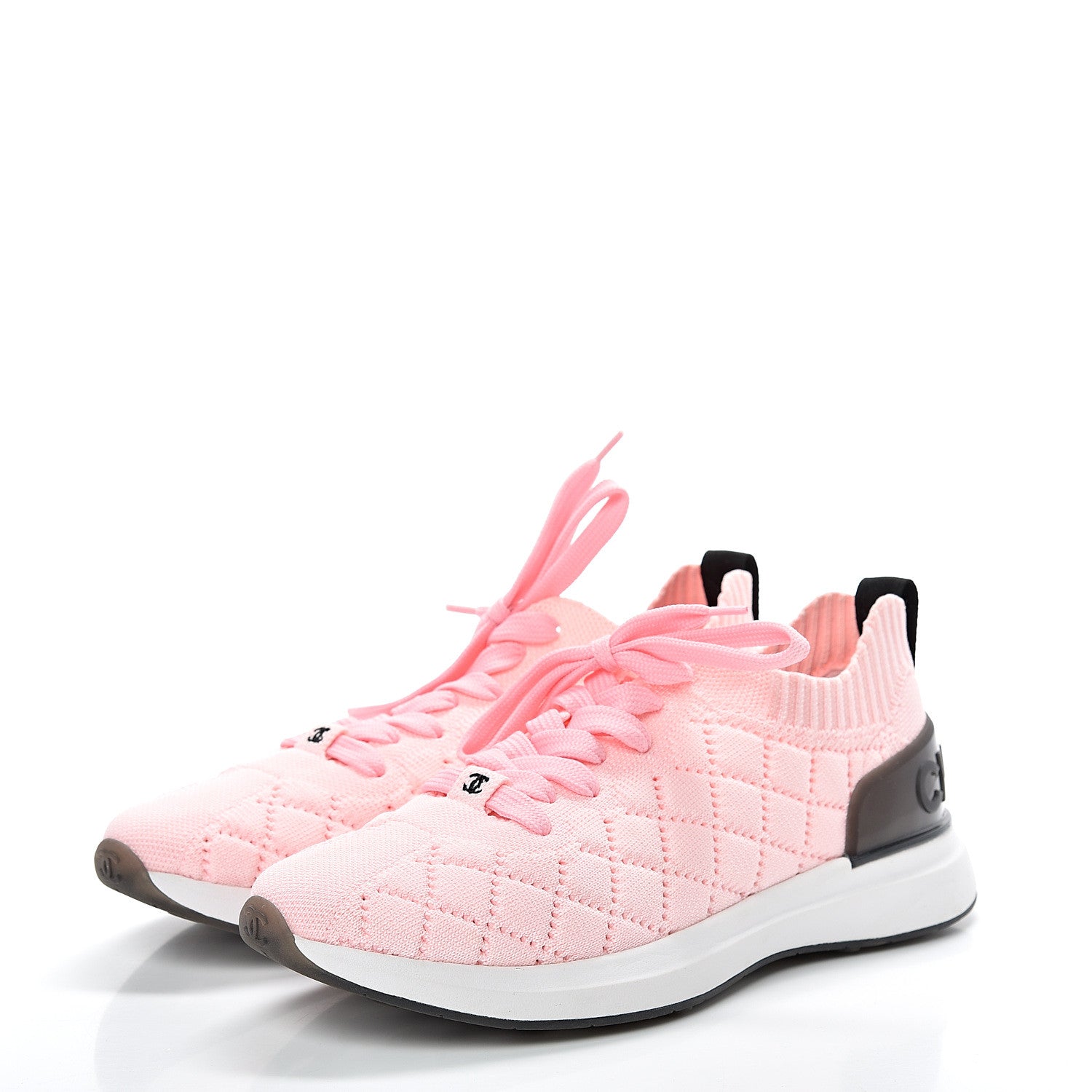 Chanel Mixed Fibers Quilted Womens CC Sneakers 39 Pink 3 of 6