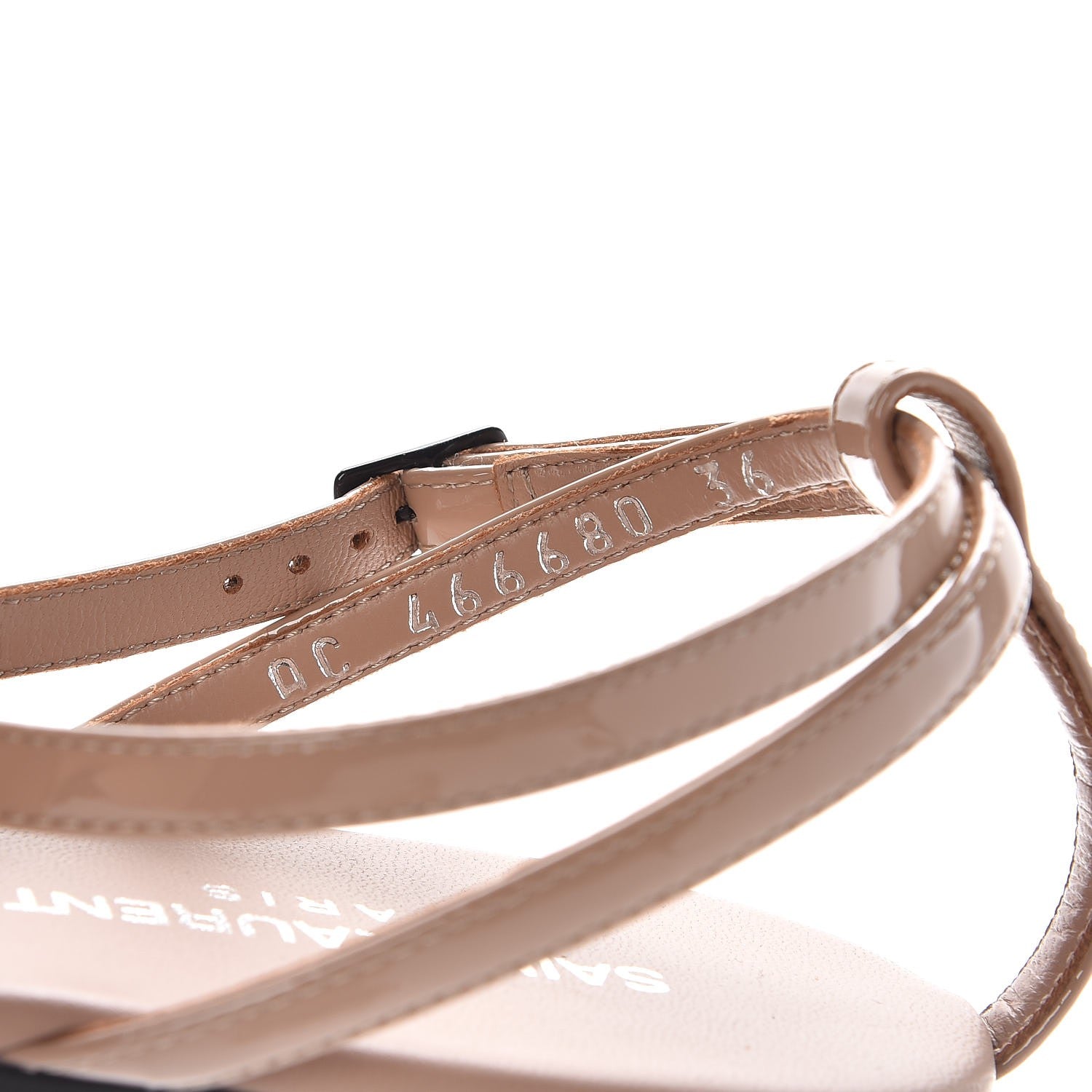 Saint Laurent Patent Calfskin Nu Pieds 05 Thong Sandals 36 Nude 8 of 10