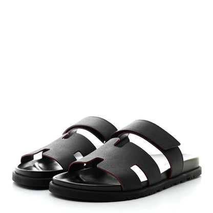 Hermes Calfskin Mens Chypre Sandals 44 Black 3 of 9