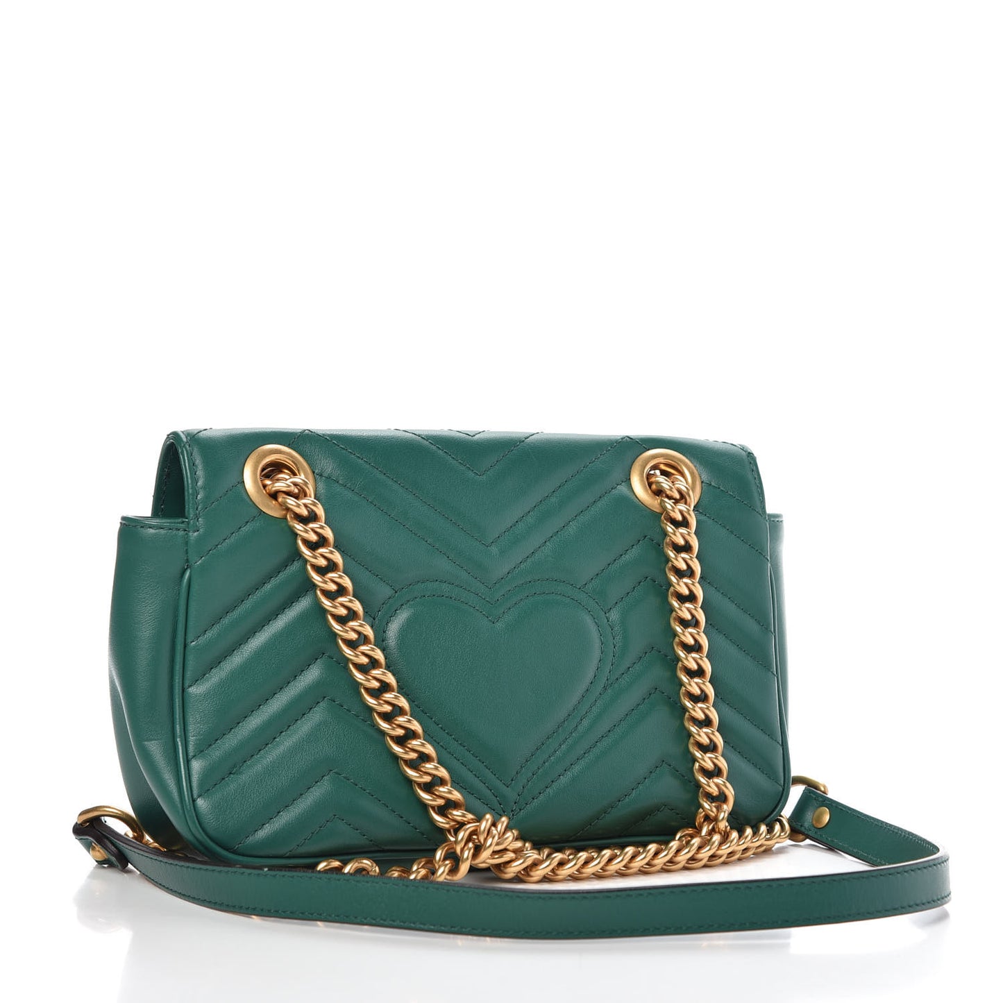 Calfskin Matelasse Mini GG Marmont Shoulder Bag Emerald Green