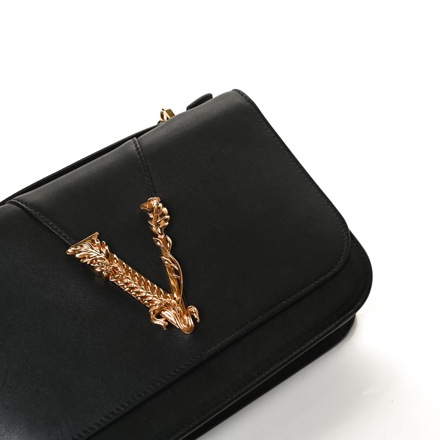 Versace Vitello Barocco Virtus Top Handle Shoulder Bag Black 9 of 17
