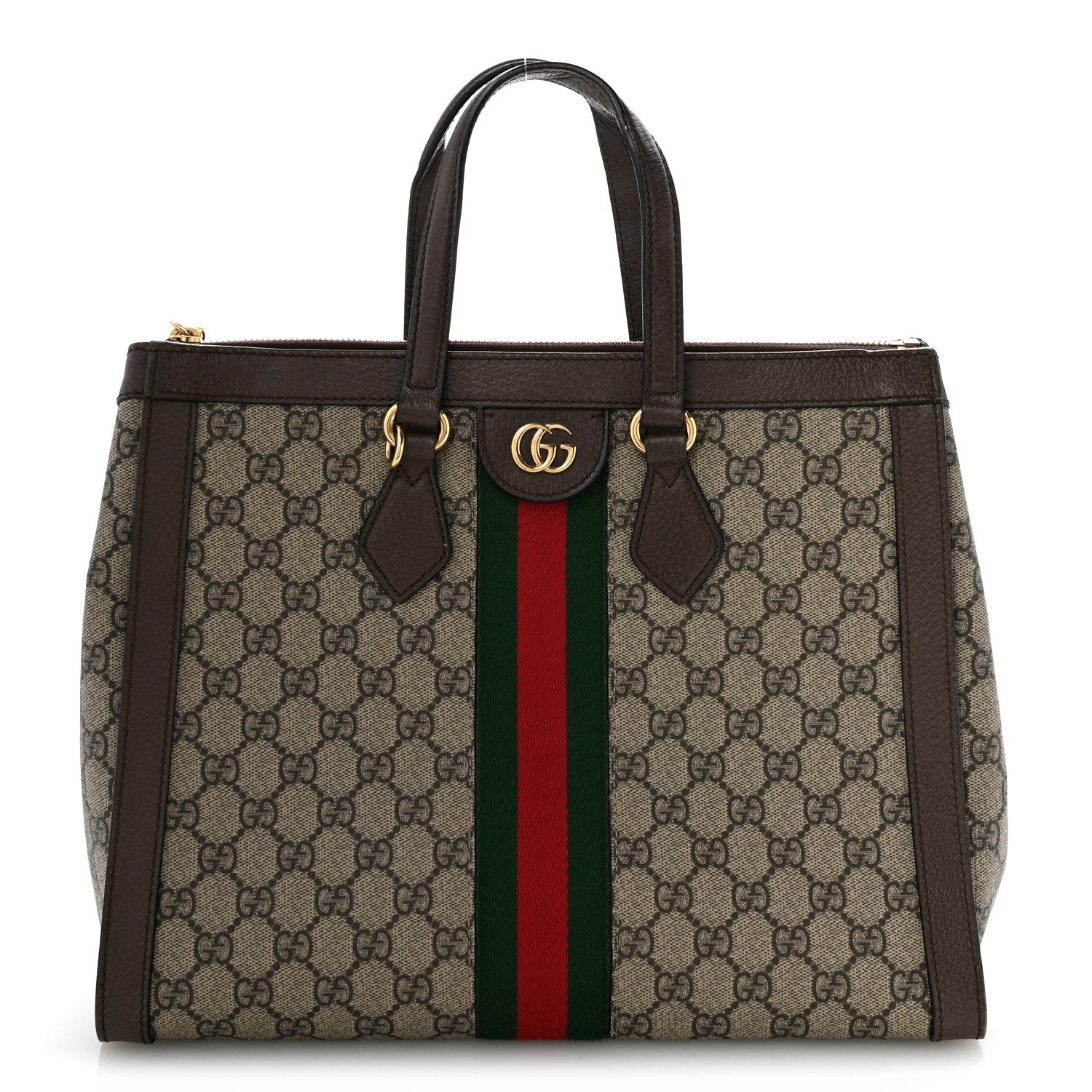 Gucci GG Supreme Monogram Web Medium Ophidia Tote Bag Brown 1 of 13