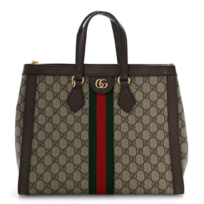 Gucci GG Supreme Monogram Web Medium Ophidia Tote Bag Brown 1 of 13