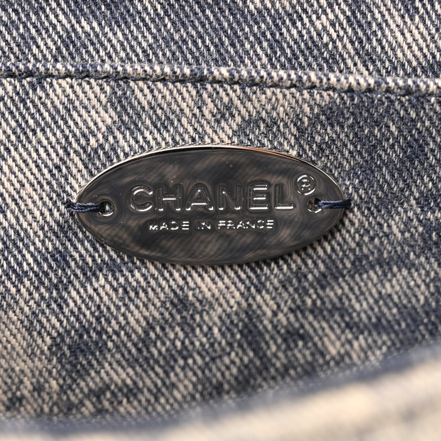 Denim Stitched Mini Square Flap Blue