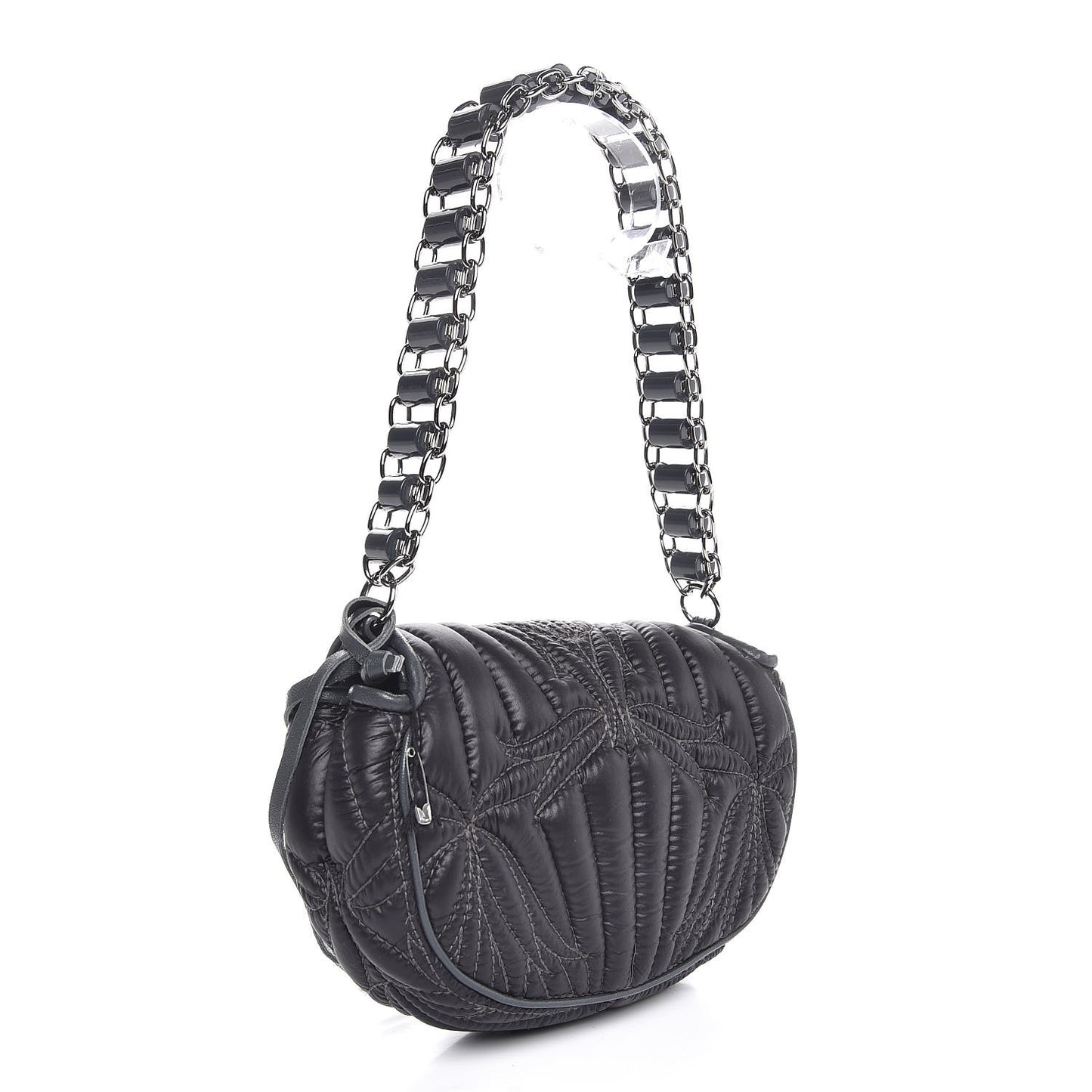 Nylon Quilted Matelasse Shoulder Bag Black