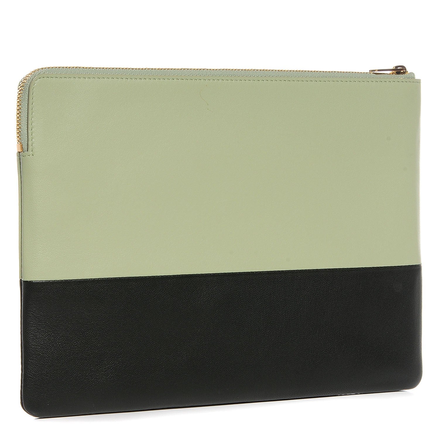 Celine Lambskin Bi-Color Solo Clutch Pouch Pistachio Black 3 of 8