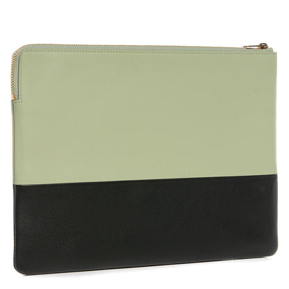 Celine Lambskin Bi-Color Solo Clutch Pouch Pistachio Black 3 of 8