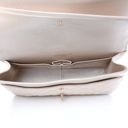 Chanel Pearly Caviar Quilted Jumbo Double Flap Light Beige 5 of 11