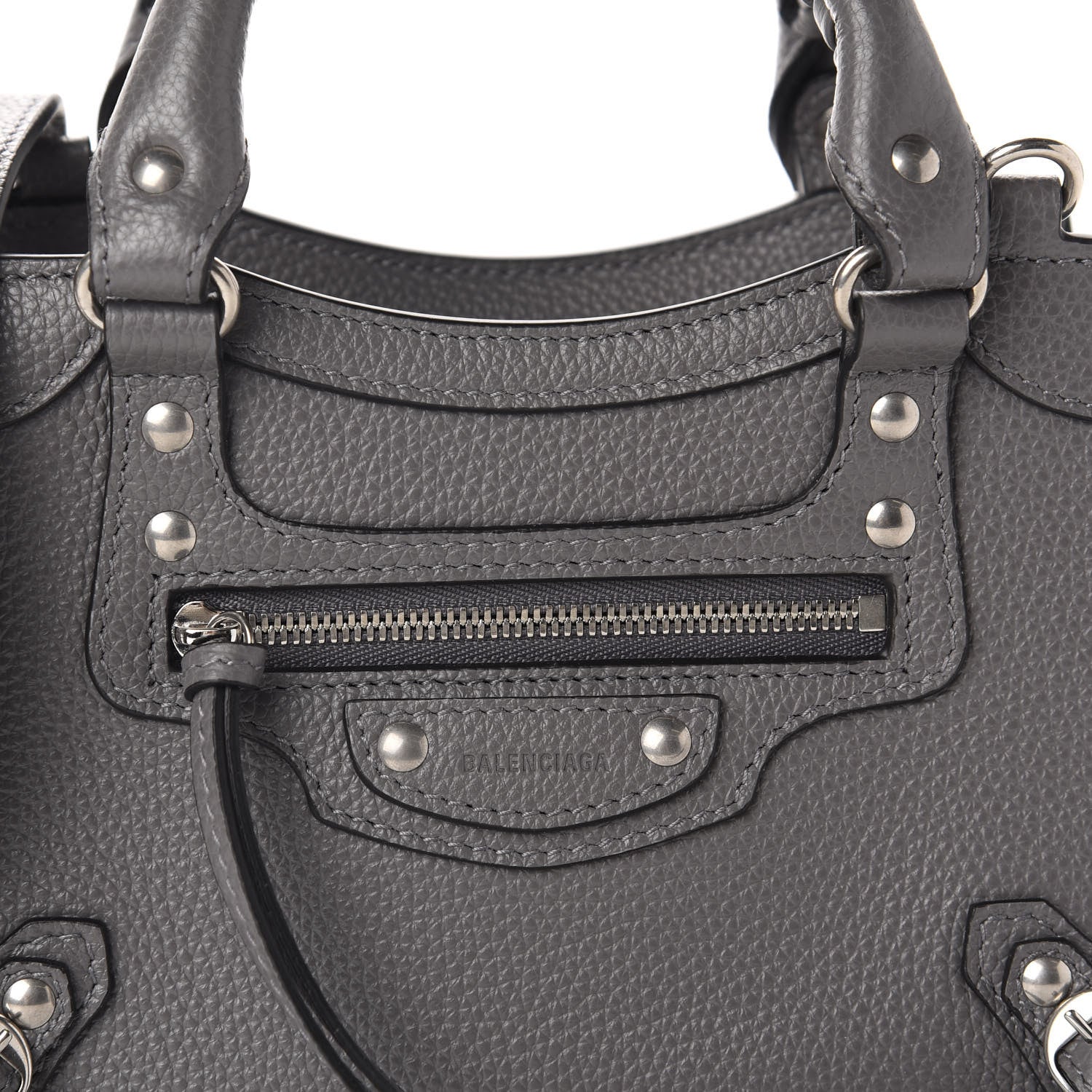 Balenciaga Grained Calfskin Neo Classic Silver Hardware Mini City Dark Grey 10 of 10
