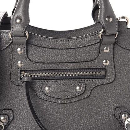 Balenciaga Grained Calfskin Neo Classic Silver Hardware Mini City Dark Grey 10 of 10