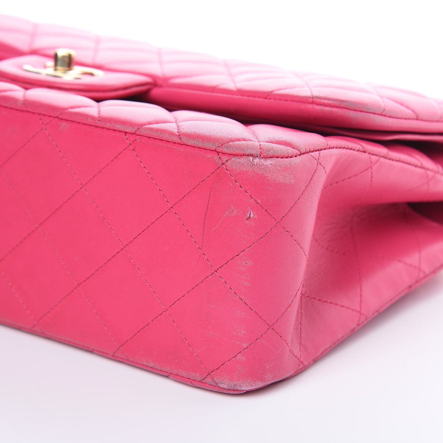 Lambskin Quilted Jumbo Double Flap Fuchsia