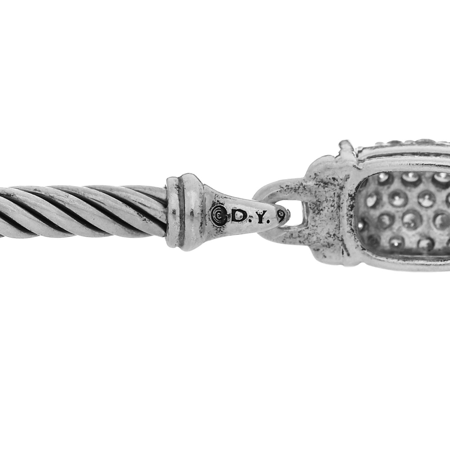 David Yurman Sterling Silver Diamond 3mm Petite Wheaton Bracelet 3 of 3