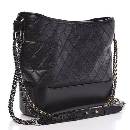 Chanel Aged Calfskin Quilted Large Gabrielle Hobo Black 3 of 10