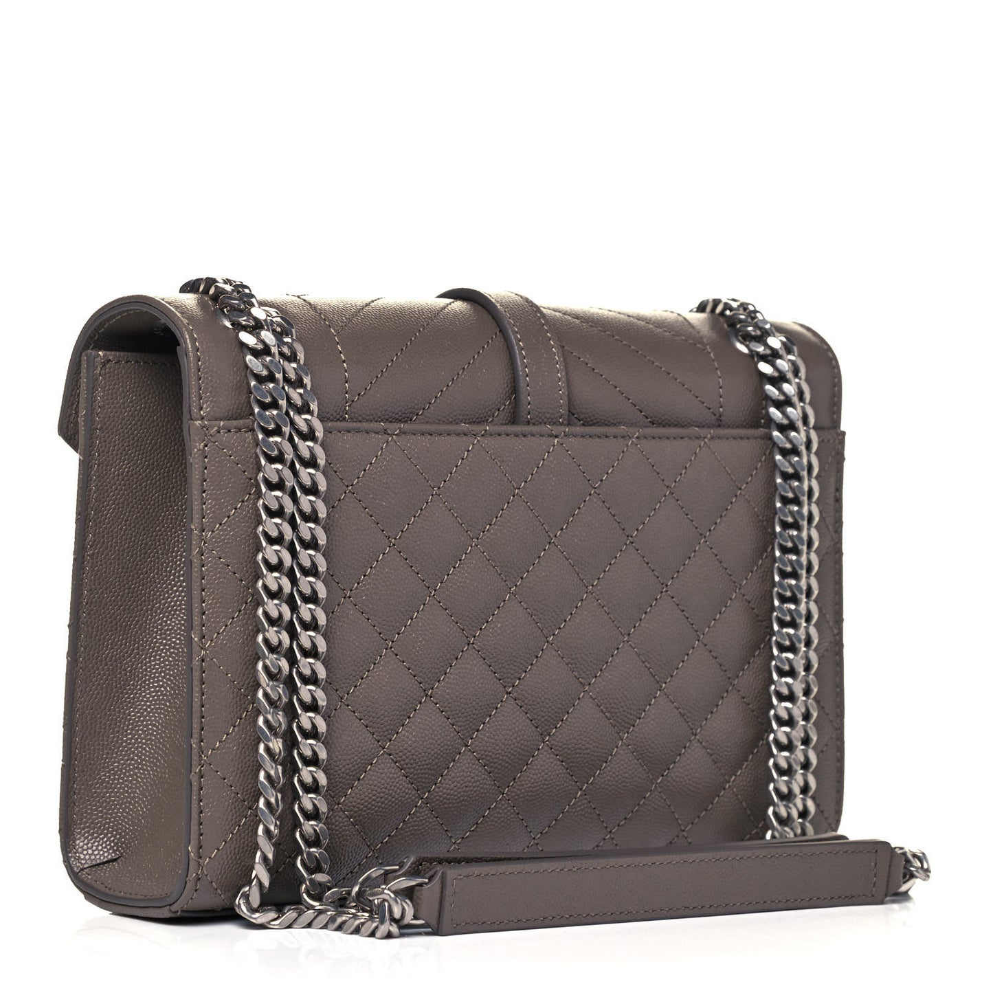 Grain De Poudre Textured Mixed Matelasse Medium Triquilt Monogram Satchel Earth