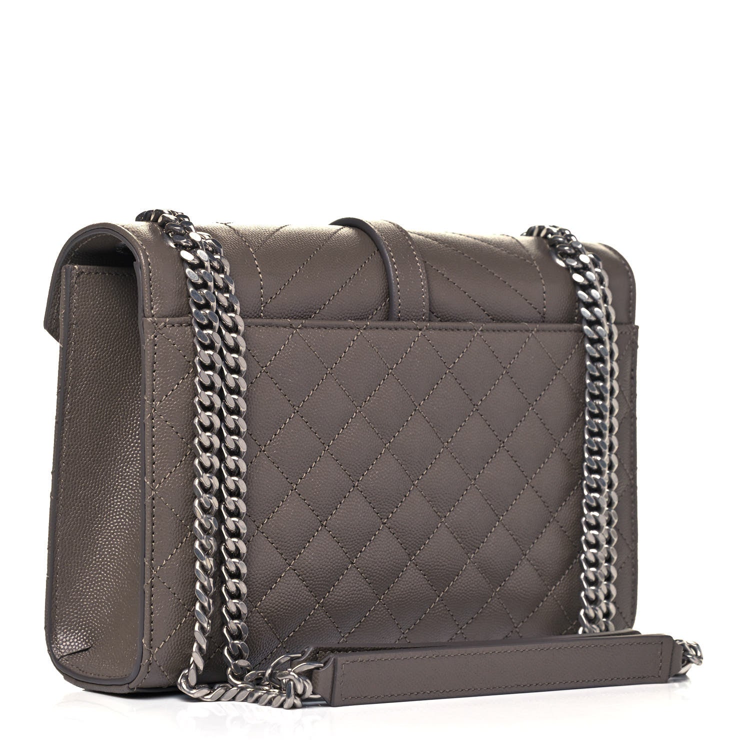 Saint Laurent Grain De Poudre Textured Mixed Matelasse Medium Triquilt Monogram Satchel Earth 3 of 8