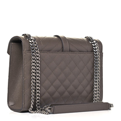 Saint Laurent Grain De Poudre Textured Mixed Matelasse Medium Triquilt Monogram Satchel Earth 3 of 8
