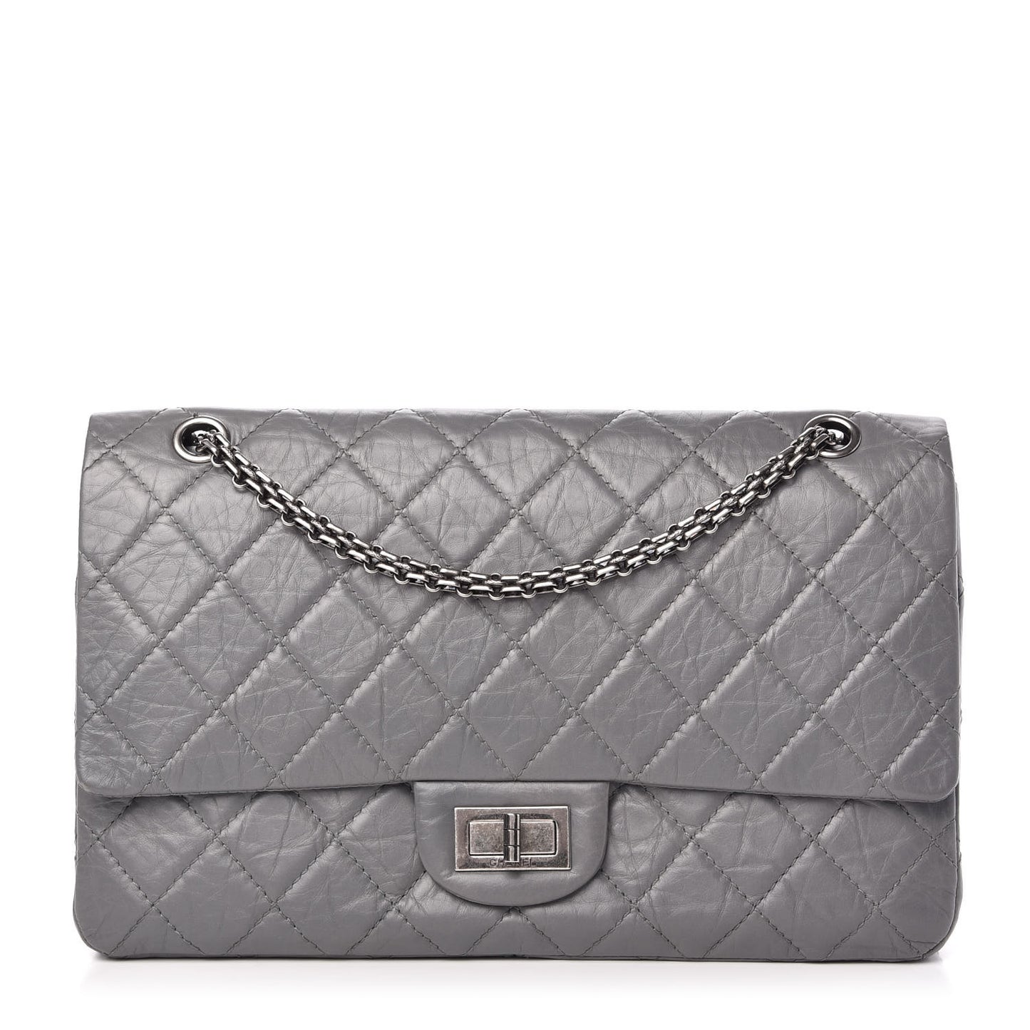 Aged Calfskin Quilted 2.55 Reissue 227 Flap Grey