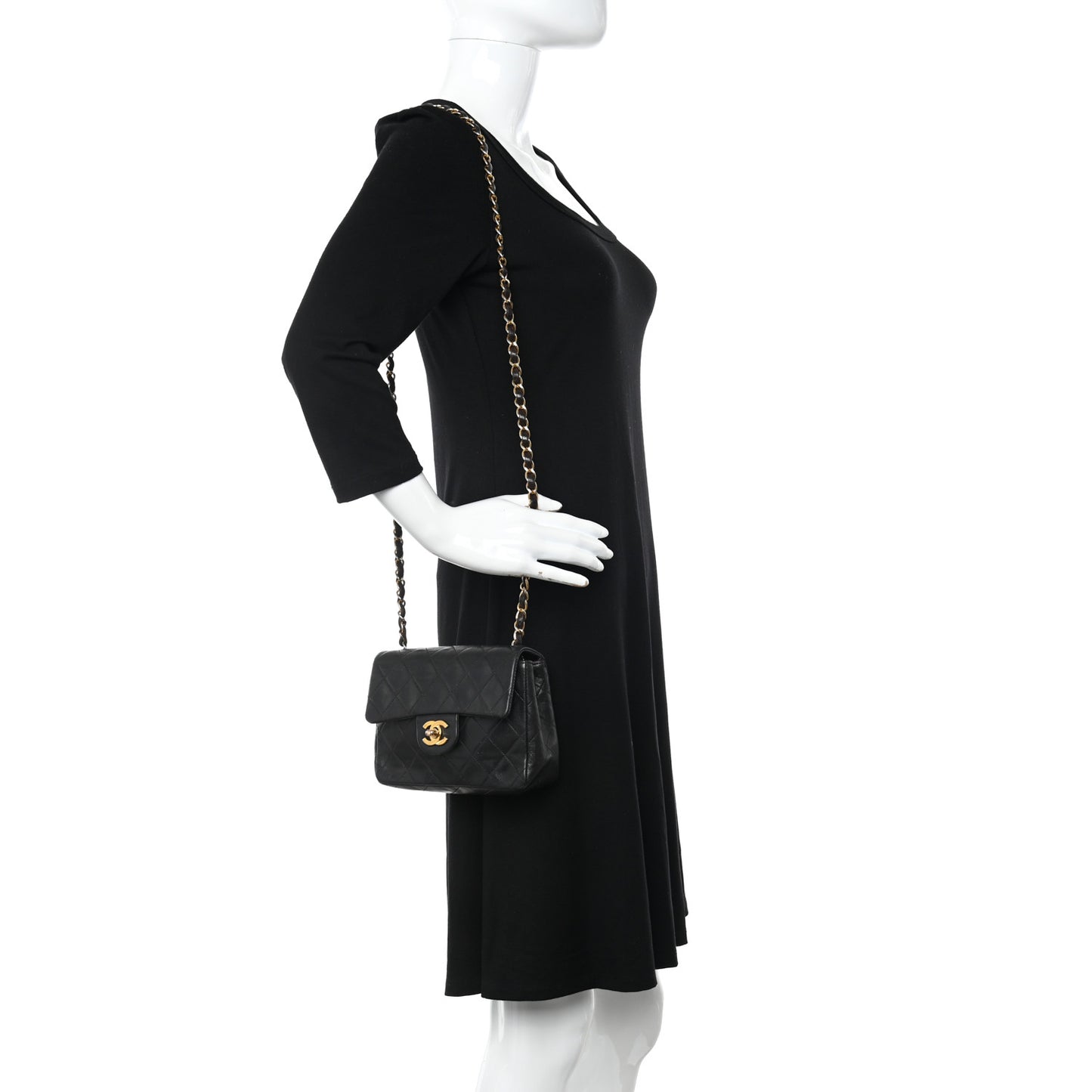 Lambskin Quilted Mini Square Flap Black