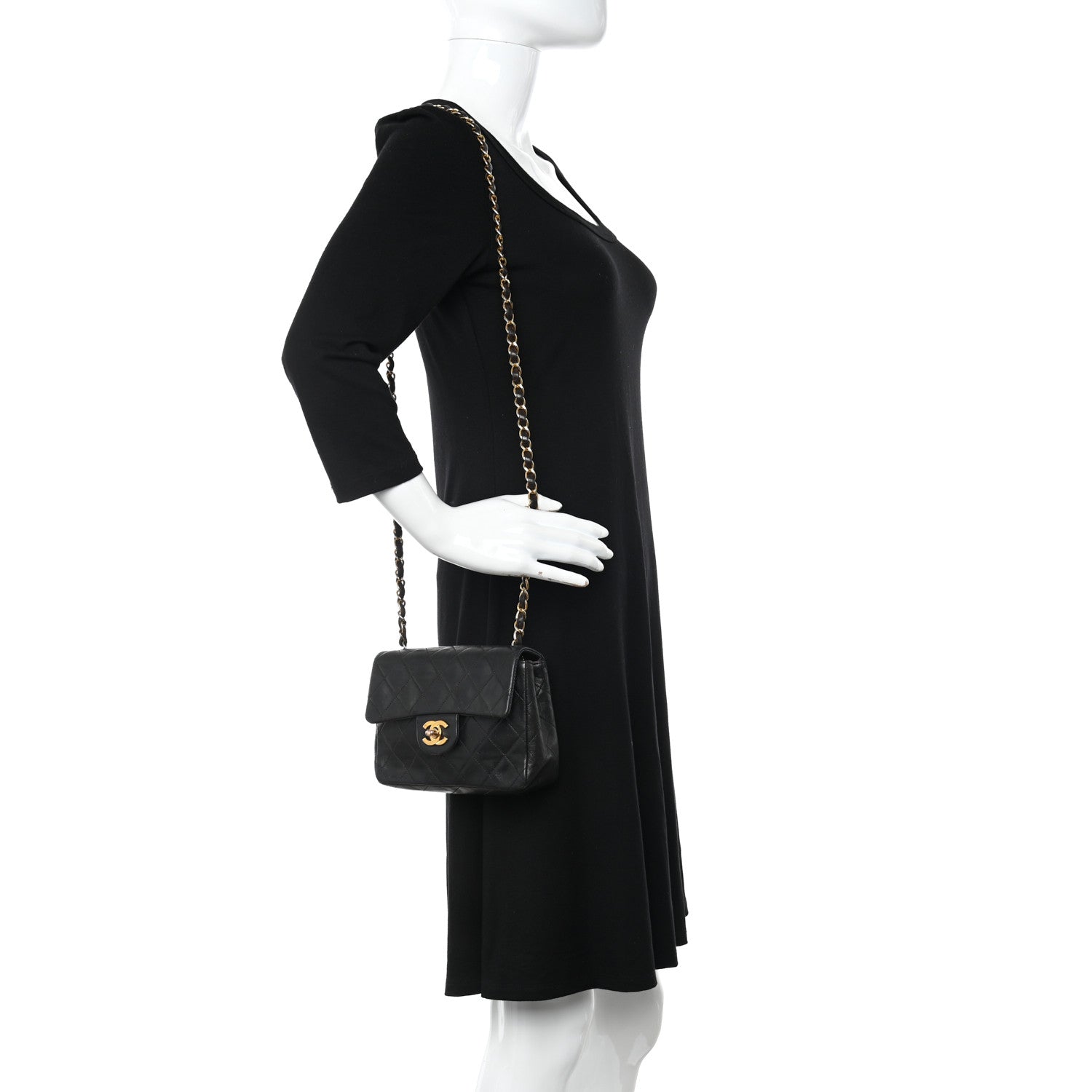 Chanel Lambskin Quilted Mini Square Flap Black 2 of 10